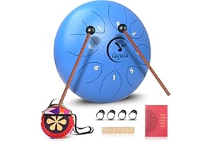 LAQULA Steel Tongue Drum 6 Zoll 8 Noten Handpan Trommel Percussion Instrument mit Musikbuch Trommel Schlägel Tragetasche für Meditation Yoga Unterhaltung Musikalische Bildung