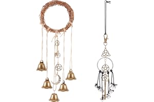 GORGECRAFT 2 Pieces 2 Style Witch Bells Protection for Door Hanger Witch Wind Chimes Magic Home Protection Bells Handmade Clear Negative Energy Witchcraft Accessories Boho Witch Gift for Wiccan