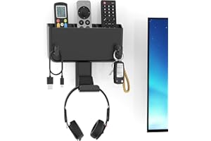 OIVO VGA DESIGN Porta Telecomando e Cuffie da Muro, Supporto per Telecomando a Parete con Divisorio Rimovibile, organizzatore telecomandi da parete Adesivo forte Incluso per Lettori Multimediali, Cuffie