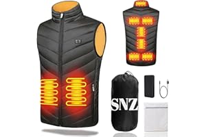 SNZ Ogrzewana kamizelka z akumulatorem, ogrzewana kurtka USB dla mężczyzn i kobiet, 9-strefowe ogrzewanie, 3 regulatory temperatury, ogrzewana kamizelka, zimowa, ciepła kamizelka / kurtka grzewcza na