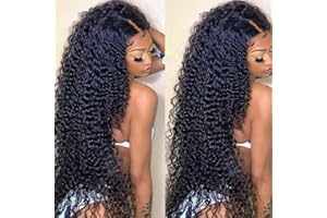 13X6 Deep Wave Lace Front Wigs Human Hair 180 Density 34 inch MSGEM Curly Transparent Lace Front Wig for Black Women Pre Plucked Bleached Knots with Baby Hair Brazilian Human Hair Wigs