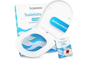 Comodo Toalettlock med mjukstängningsmekanism & Quick Release - Antibakteriell toalettsits i D-form - Universell toalettstol