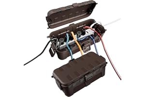 RESTMO Set da 2 Pezzi: Scatola per Cavi Impermeabile IP54 per Esterni (29x13,2x10 cm) – Ideale per Proteggere Cavi di Prolunga, Ciabatta e Connettori Angolari, Colore Marrone