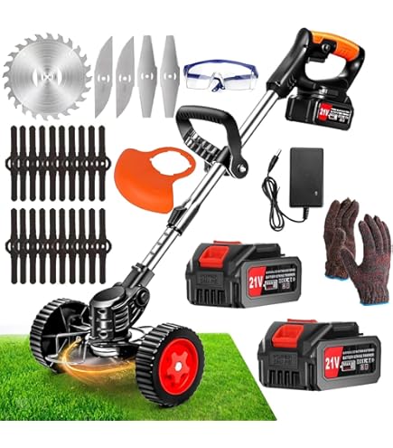 Stihl Battery Weed Wacker Home Depot Cordless Weed Wacker With X 2000mAh Batteries, 3-in-1 Electric Grass  Trimmer Brush Cutter, 21V Adjustable D-Handle Lawn Mower With Wheels For  Yard, Garden, Lawn (Black) Patio, Lawn Garden