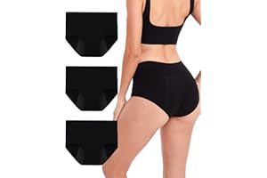 INNERSY Bragas Menstruales Mujer Cintura Alta Braga Menstrual Algodón Ropa Interior Protección Pack de 3