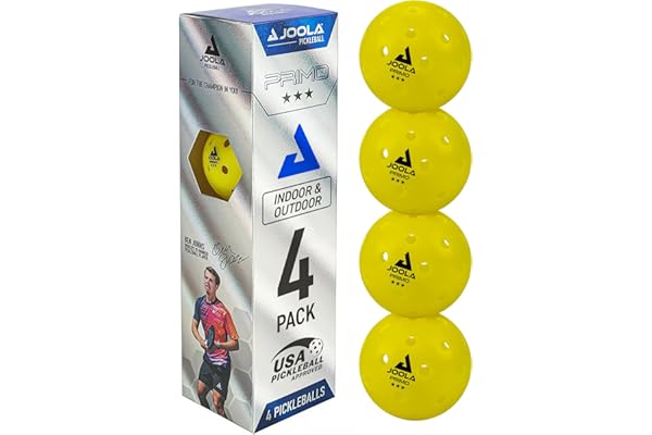 JOOLA Primo Balles de Pickleball – Balles de Pickleball de Tournoi d'intérieur et d'extérieur – Approuvées par l'USAPA – Idéalement lestées et conçues avec précision – Design à 40 Trous – Taille