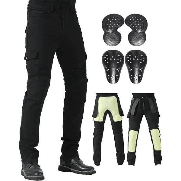 BY CITY Pantalones De Moto Hombre Air III - Tela Elástica Algodón Aramida Protecciones Rodilla Y Cadera Nivel 2 AAA