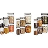 Amazon Brand - Solimo Checkered Jar Container, Set of 18 (6 pcs x 250 ml Each, 6 pcs x 500 ml Each, 6 pcs x 1000 ml Each), Bl