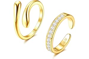JeryWe 2 Pezzi Anelli da Piede per Donna Ragazza 14 K Gold Filled Regolabile Toe Anelli Set Spiaggia Estiva Anello Punta Aperta Piede Gioielli