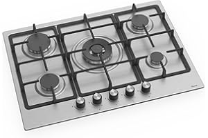 Ferre EL008-70cm Built-in Gas Hob - 5 Burners - Matt Stainless Steel Body