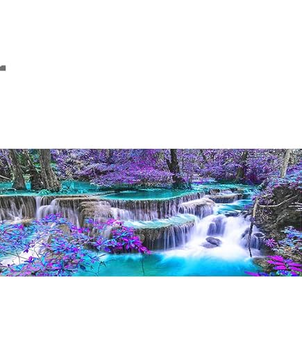 Bimkole 5D DIY Grand Diamond Painting Kits Ville Du Lac, Paysage Broderie Diamant Kits De Broderie Au Point De Croix Strass Rond Résine Peinture Décor à La Maison 30x80 cm