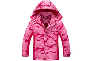 SEVEN BB Girls Softshell Jackets Waterproof Kids Lightweight Fleece Winter Rain Coat Windproof Raincoat Children Floral Printed Windbreaker Jacket 3-14 Years