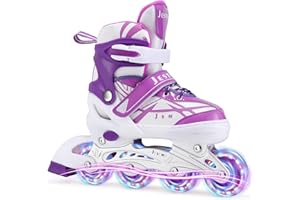 JESTME Patines en Linea niña 4 tamaños Ajustables con Ruedas de iluminación, Patines 4 Ruedas para Niñas Principiantes al Aire Libre en Interiores