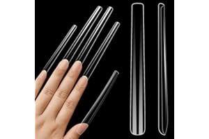 NOVO OVO Bardzo długie kwadratowe tipsy do paznokci, super ekstremalnie długie, zwężane kwadratowe paznokcie, 5XL XXXXXL przezroczyste pełne pokrycie szerokich paznokci francuskich do akrylu x 12