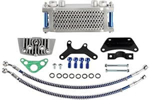 QXBER Universal Motorcycle Engine Oil Cooler 125cc 140cc Dirt bike Pit Bike Monkey Bike DAX Pocket Bike ATV Motorcycle Use Oil Cooler Set (blue)
