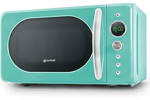 Grunkel - Mikrowelle mit 20 l Kapazität MW-20 im Vintage-Design und 5 Leistungsstufen - Auftau- und Timerfunktion - 700 W (Wasserblau)