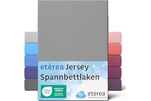 ETÉREA HIMMLISCHE QUALITÄT etérea Comfort Jersey Lenzuolo a Soffietto 200x200-200x220 cm - 100% Cotone - Certificato Oekotex 100 - Lenzuolo a Soffietto Fino a 25 cm di Materasso - Grigio