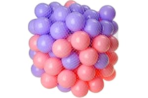 DIVCHI Lot de 100/200/300/400/500 mini balles de jeu en plastique souple Rose/rose pâle/bleu/blanc – Incassable, sans bords tranchants, non toxiques, sans phtalates et sans BPA – Utilisation dans un bac à balles pour bébé ou enfant