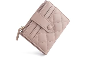 CHAOFANXI Portafoglio Donna Piccolo in Pelle da Donna, Portamonete Piccoli Bifold Piccola Corto Portamonete con Cerniera e chiusura a Scatto Scomparti con Diversi Scomparti per Carte,Cachi