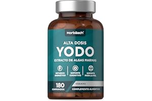 HORBÄACH Yodo Suplemento de Algas Marinas | Yodo 100% Natural de Algas | 180 Comprimidos Veganos | Horbaach (El emabalaje puede variar)