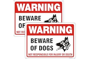 Goodvia Beware of The Dog Sign Aluminum 7 x 10 Inches, 2 x Beware of The Dog Metal Signs Outdoor Reflective Beware Dogs Sign with 4 Pre-Drilled Holes, Rust Free Weatherproof Indoor and Outdoor Use