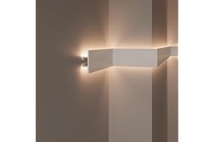 create luxury GRAND DECOR Cornice Veletta per Strisce LED a Soffitto e Parete – Lunghezza 2 metri Modulare – In HDPS (Duropolimero Verniciabile – Per Doppia Illuminazione Indiretta - KH907