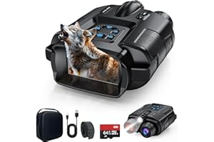 Haokoo Visión Nocturna a Todo Color 4K, Batería Recargable 5000mAh, Alcance 600m con Zoom 8X, 3'' Pantalla Ultra HD, IPX5 Agua, para Caza, Camping y Observar, Negro