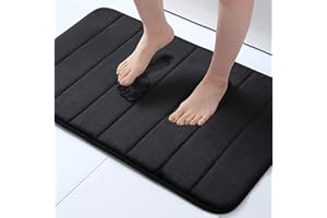 ‎HOMAXY Homaxy Memory Foam Badezimmer Badteppich Saugfähige Rutschfester Badvorleger Waschbar Badematte - 41 x 61 cm, Schwarz