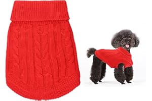 JODSEN Small Dog Jumper, Warm Puppy Sweater for Small Dogs Winter Knitted Dog Pullover Soft Turtleneck Dog Clothes Vest for Pet Autumn, Winter Outfit for Welsh Corgi, Yorkshire Terrier, Chihuahua (XS, Red)