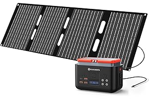 ELECAENTA Estación de Energía Portátil 200Wh con ETFE Cargador Solar Portátil 40W, Acumulador Portatil Energía LiFePO4 Batería de Reserva para Camping y Emergencia