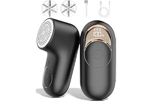BZGG Leva Pelucchi Elettronico Ricaricabile con Display LED e 3 Velocità, Togli Pelucchi Elettrico per Maglioni – Rimuove Pelucchi, Lint e Pallini, Nero, 1 Pezzo