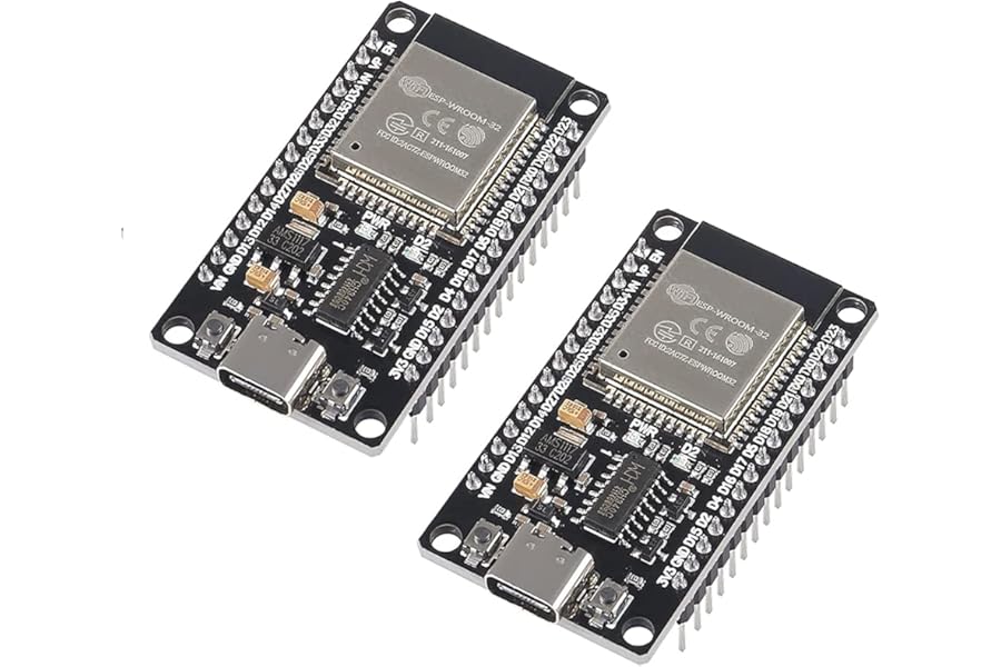 DUBEUYEW ESP32 ESP-32S ESP-WROOM-32 Type-C USB Development Board CH340C WiFi+Bluetooth Ultra-Low Power Dual Core ESP32-DevKitC-32 Expansion Board for Arduino(2PCS)