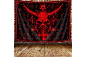 Ptrxobj Goat Head Pentagram Gobelin gotycki diabeł Demon Bafomet sataniczny symbol gobelin tajemniczy hipisowski gobelin mały gobelin ścienny do salonu 152 x 102 cm