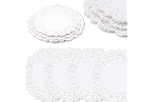 Guouet White Paper Doilies, 100 Pieces Doilies Lace Paper Doilies Round Paper Doilies (8.5 Inch)