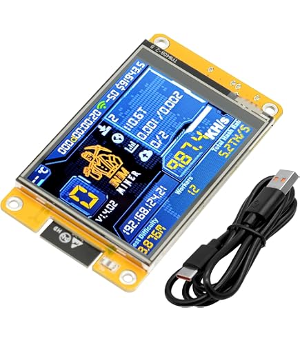 NerdMiner V2 Pro 78KH/s Bitcoin Solo Lottery Miner Win 3.125 BTC con basso consumo energetico con cavo USB-C - Connessione WiFi (arancione