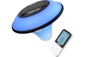 Inkbird IBS-P05R Thermomètre Piscine Solaire avec 7 Couleurs de Lumière, Étanche IP68, Fonction Minuterie, Mode Auto, Connexion Sans Fil avec Moniteur Télécommande pour Spa,Bassin,Aquarium