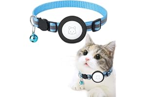 XNYKER Blu Collare per Gatti Apple Air Tag,con Fibbia di Sicurezza e Campana,Collare per Gatto Regolabile 22-35cm,Collare Riflettente per Gatti