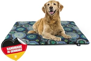 HS-Hundebett Made in Germany rutschfeste Hundedecke, Mandala Grün, 30 x 45 cm für kleine & große Hunde I Flauschige Hundedecke, waschbar, trocknergeeignet mit 4 cm Polster-Füllung