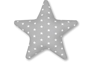 ‎AMILIAN Kissen Stern Sternchen Zierkissen ca. 60 cm Kinderzimmer Zimmer Deko Plüschkissen Sternkissen Baby Kinder Dekokissen mit Füllung für Schlafzimmer Babyzimmer Kinderbett Mädchen Jungen Sternchen Grau