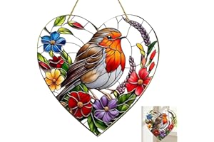 XINGBIN Large Garden Ornaments,Robin Garden Ornament & Hanging Decorations:Acrylic Suncatcher for Windows,Outdoor Hanging Ga/rden Orna/ments and R/obin Orna/ments for Garden,Ro/bin Gifts,Sun Catchers #32