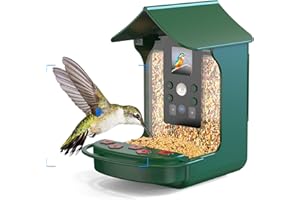 Cozion Domek dla ptaków z kamerą, 1080p HD, karmnik dla ptaków z kamerą, automatyczne nagrywanie wideo, kamera, widoczność w nocy, karmnik dla ptaków do ogrodu, na zewnątrz, dozownik karmy dla ptaków