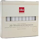 Eika Set of 20 Christmas Tree / Angel Chime Pyramid Candles White High 10.5 cms, Ø 1.25 cms Made in Germany