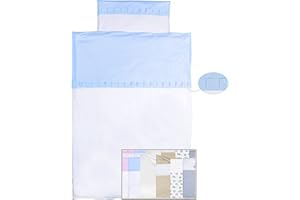 Vizaro - Funda Nórdica Cuna 70x140cm (Incluye Funda de Almohada) - 100% Algodón - Med. 100x135cm, 30x60cm - Azul