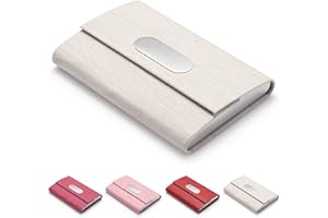 FACATH Business Card Holder, PU Leather Slim Business Card Case - Business Card Carrier ID Case/Wallet Pocket Business Name Card Holder for Women and Men