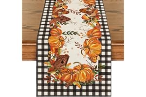 Artoid Mode Kürbis - Decorazione da tavolo per la casa e gli uccelli, motivo a foglie, per l'autunno, per la campagna, lavabile, moderna, per la cucina, decorazione per la casa, 40 x 140 cm