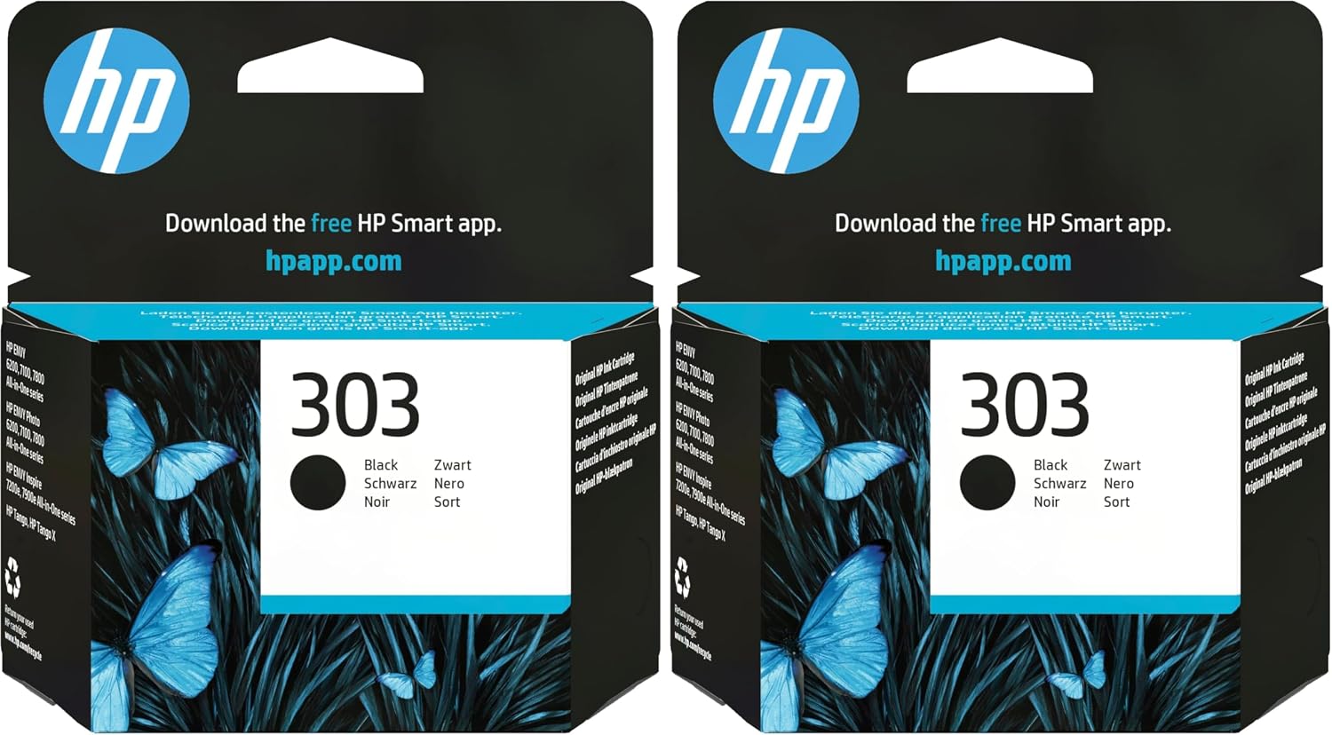 HP T6N02AE 303 Original Ink Cartridge, Black, Single Pack (Packaging May Vary) (Pack of 2)