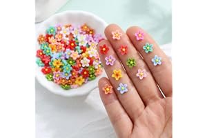100 stycken miniatyr blommor harts, färgglada små blommor miniatyr dekoration för dockhus tillbehör älvträdgård, 0,8 cm 3D blommor gör-det-själv hantverk trädgård landskap