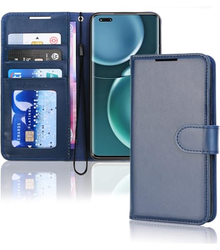 EASSGU Leder-Flip-Hülle Für Honor Magic4 Pro (6,81 Zoll) – Mit 3 Kartenfächern, Münztasche & Magnetschalter In Blau