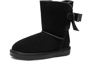 DREAM PAIRS Bottes Neige Femme Chaudes en Suédine Véritable avec Nœud et Doublure en Fourrure Synthétique Antidérapantes pour Hiver