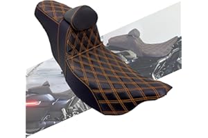 HCmotorku Siège de moto passager une pièce pour Harley Touring Road King Street Glide Electra Glide 2009-2023 Coutures orange